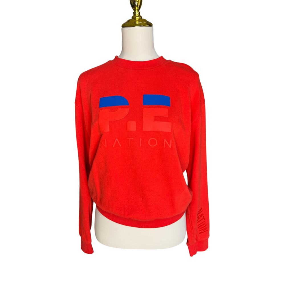 P.E Nation Red Logo Sweatshirt XS Long Sleeve Athletic Pullover Cotton Crewneck - Picture 5 of 10